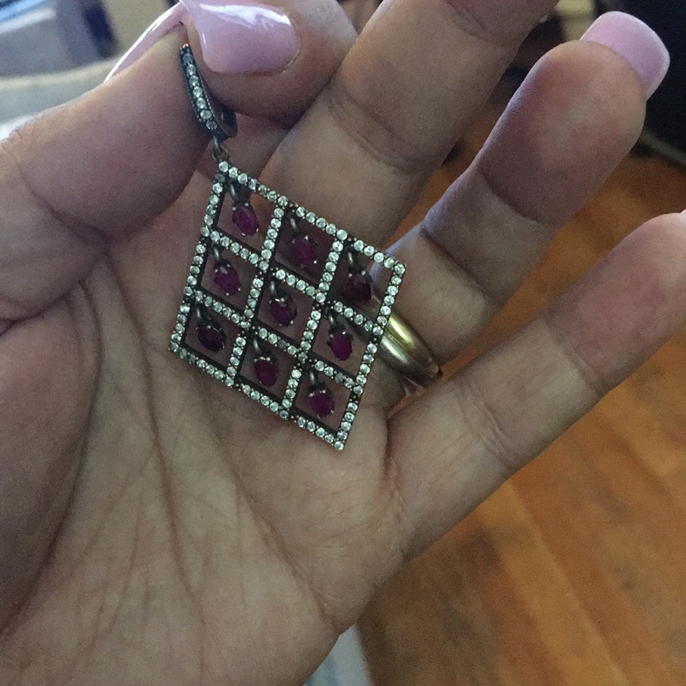 Ruby and silver earrings